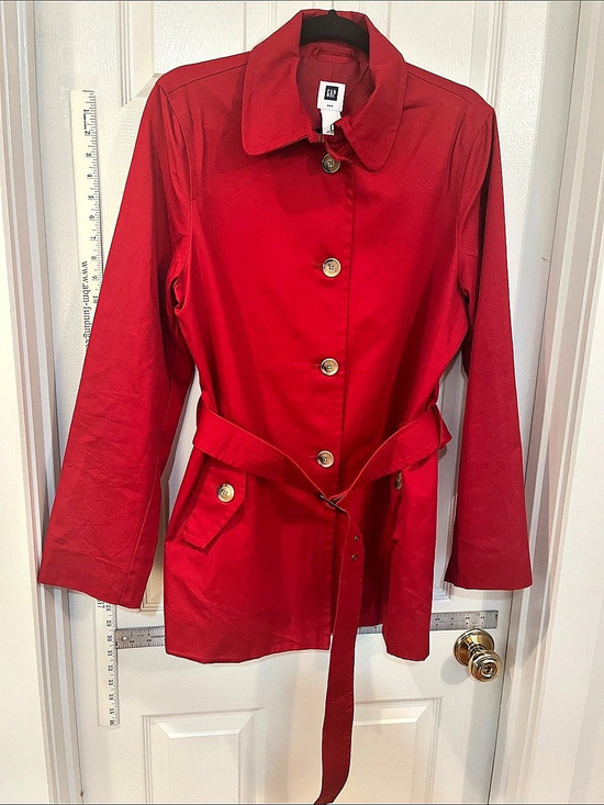 GAP Jackets & Blazers - #VintageGap Red Belted Trench Coat Size Large Like New